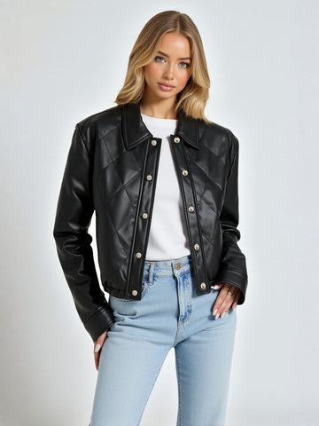 Modern European Style Women's Short Bunting Jacket Stand Collar  Clothes Fashionable Lapel Long Sleeve Single Breasted