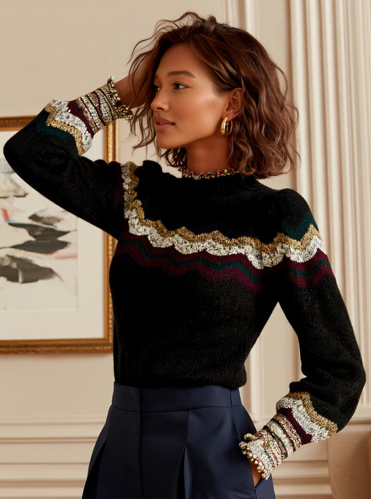 Autumn Sweater Long Sleeve Round Neck Casual Fit Straight Sleeve Length Regular Women's Top Fashion Style Comfortable Knitwear