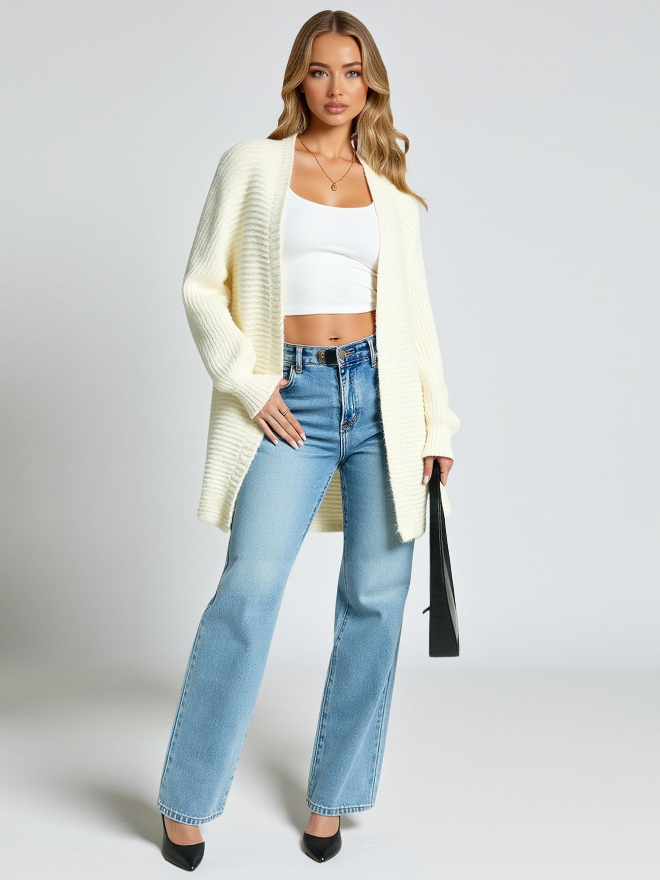 Women's Casual Cardigan Imitation Mink Sweater Jacket European American Style Autumn Winter Woven Shirt