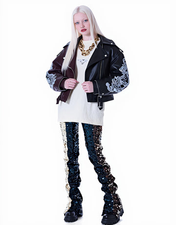 Casual Leather Coat Autumn Style Women's Fashion Outerwear Coat Long Sleeve Zipper Closure Casual Leather Jacket