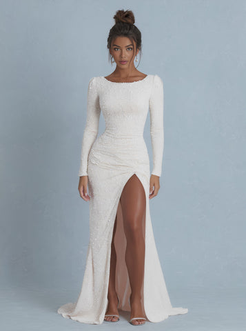 Autumn Tight Fit Dress One Shoulder Straight Sleeve Floor Length Party Skirt Style A-Line Elegant Women's Clothing