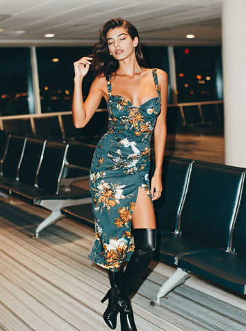 Summer Dress Bodycon Square Collar Midi Skirt Casual Style Women's Clothing Comfortable Fit Wrap Around Mid Length Gown