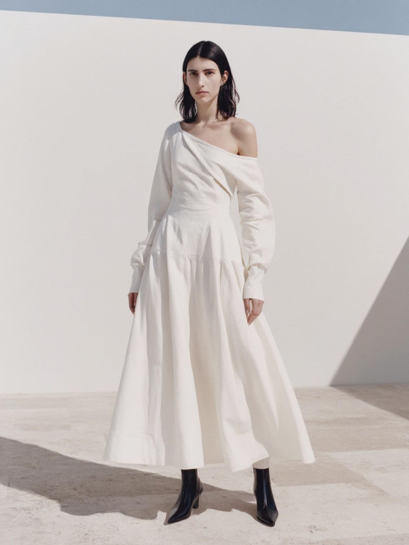 Autumn Dresses 2025 Women's Elegant Sexy Plain Long Sleeve One-Shoulder A-Line Midi Dating Dresses