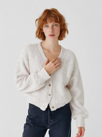 Loose Long Sleeve V-Neck Cardigan Winter Clothes Casual Style Straight Tube Sleeves Regular Length Women's Open-Shirt