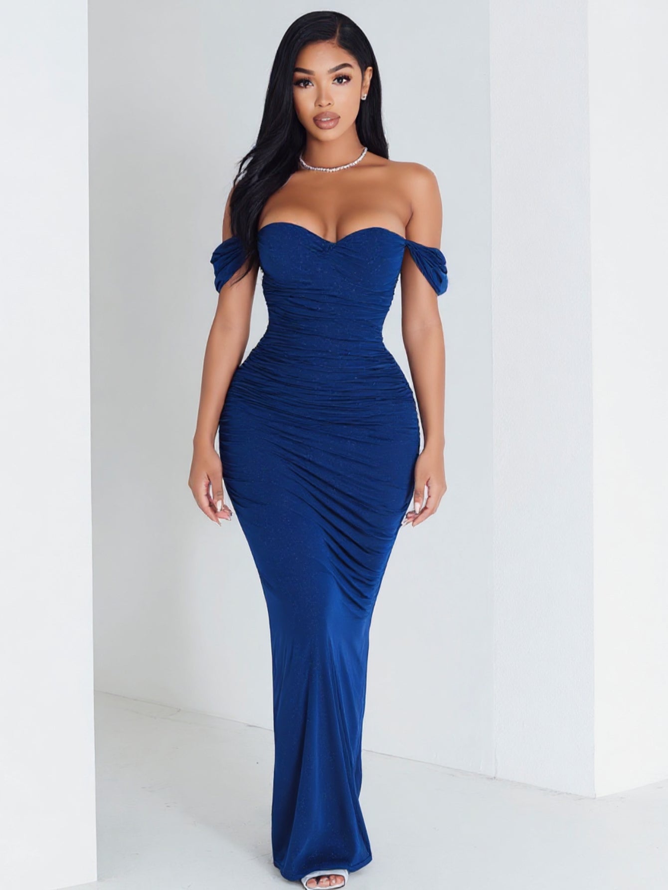 Women's 2025 Summer Fashion Dresses Sleeveless Off Shoulder Plain Party Skinny Fit Dresses