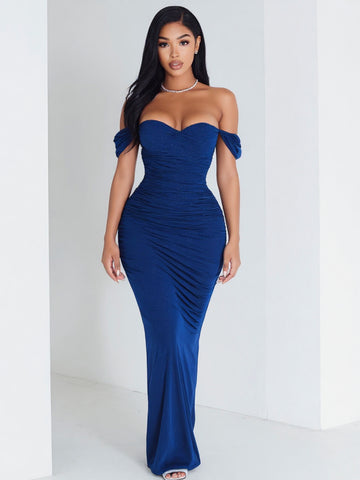 Women's 2025 Summer Fashion Dresses Sleeveless Off Shoulder Plain Party Skinny Fit Dresses