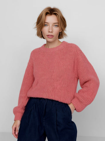 Winter Sweater Casual Loose Long Sleeve Round Neck Straight Tube Sleeve Regular Length Women's Top Fashion