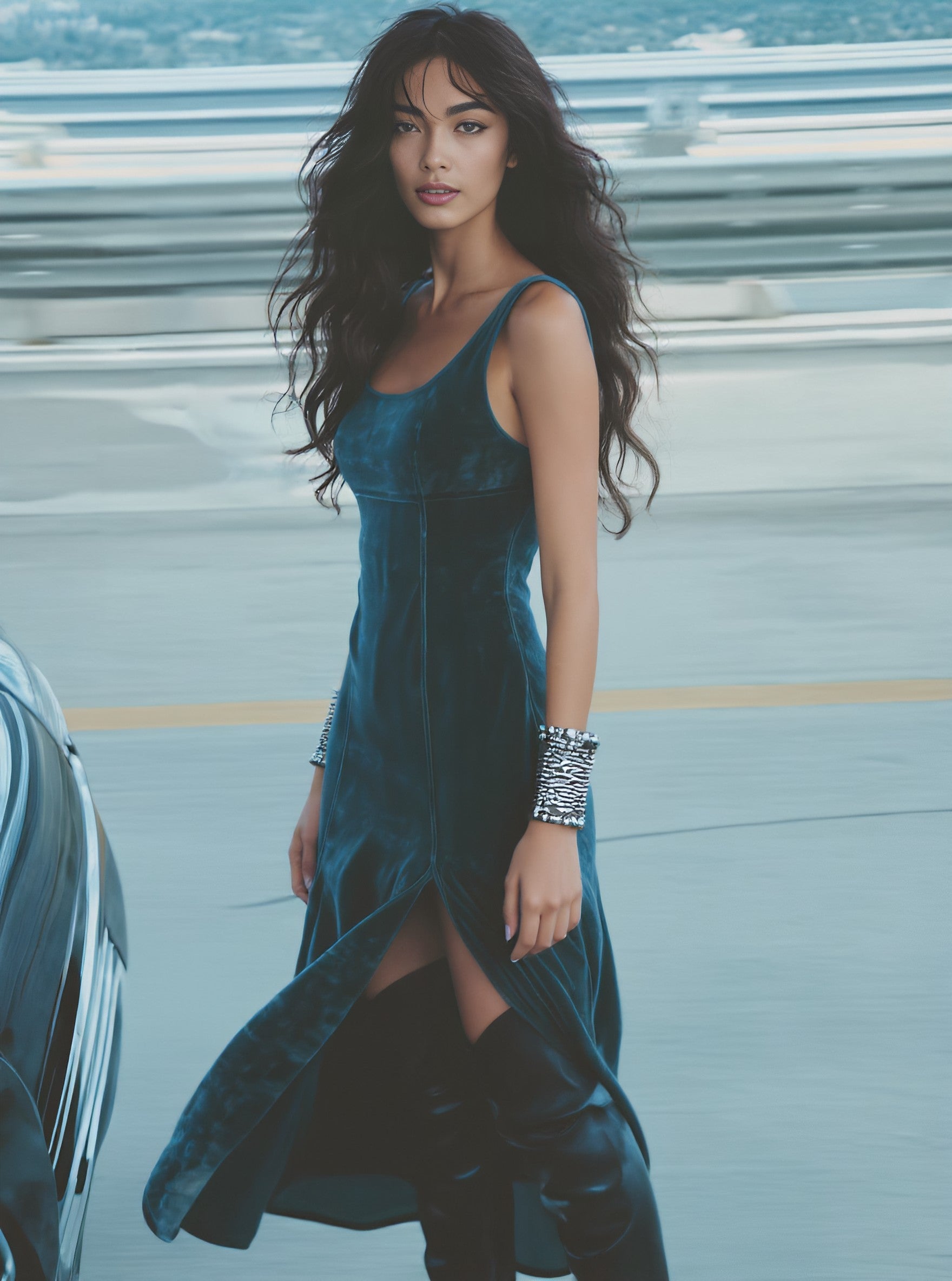 Casual Mid-Length A-Line Dress Square Collar Body-Fitting Design Women's Fashion Spring Autumn Seasonal Clothing