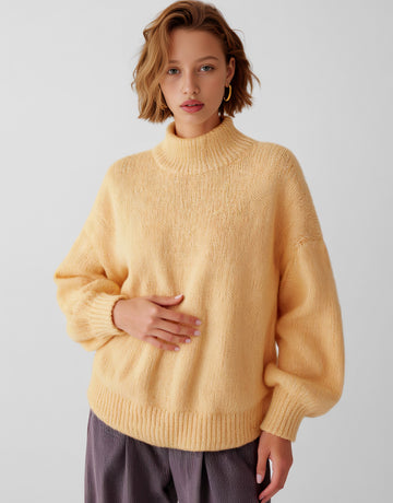 Loose Fit Long Sleeve Round Neck Sweater Casual Style Winter Clothes Straight Tube Sleeve Regular Length Women's Top