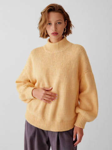 Loose Fit Long Sleeve Round Neck Sweater Casual Style Winter Clothes Straight Tube Sleeve Regular Length Women's Top