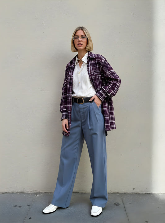 Loose Fit Casual Shirt Autumn Winter Clothes Long Style Turn-down Collar Female Top Fashion Outerwear