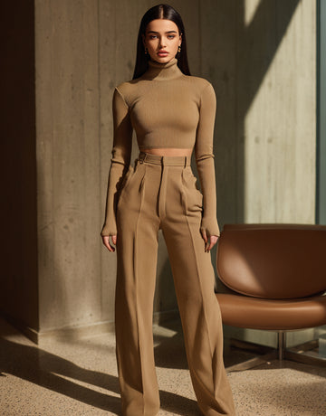 Autumn Pants 2025 Women's Daily Decent Plain Straight High Waist Draped Office Lady Pants