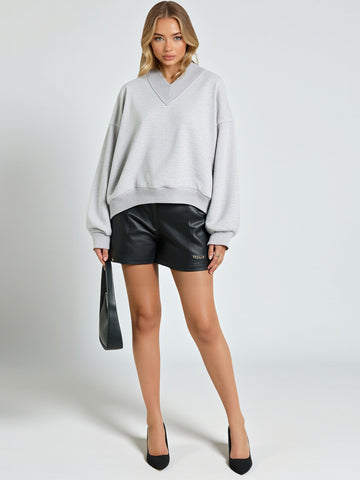 Autumn Pullovers 2025 Women's Korean Simple Long Sleeve V-Neck Loose Fit Daily Basic Pullovers