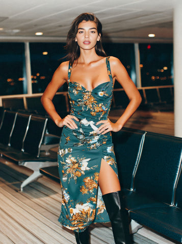 Summer Dress Bodycon Square Collar Midi Skirt Casual Style Women's Clothing Comfortable Fit Wrap Around Mid Length Gown