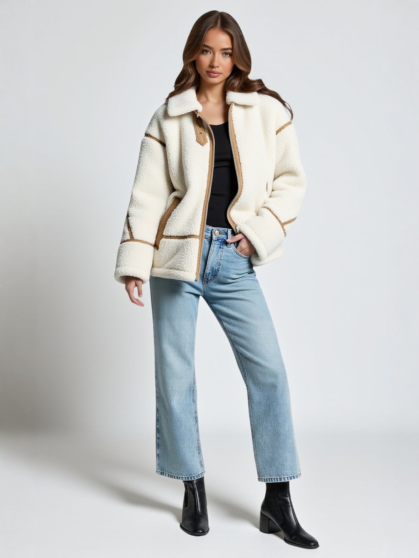 Women's Double-Sided Fleece Jacket Coat European American Style Winter Fashion Trend Personality Top Outerwear