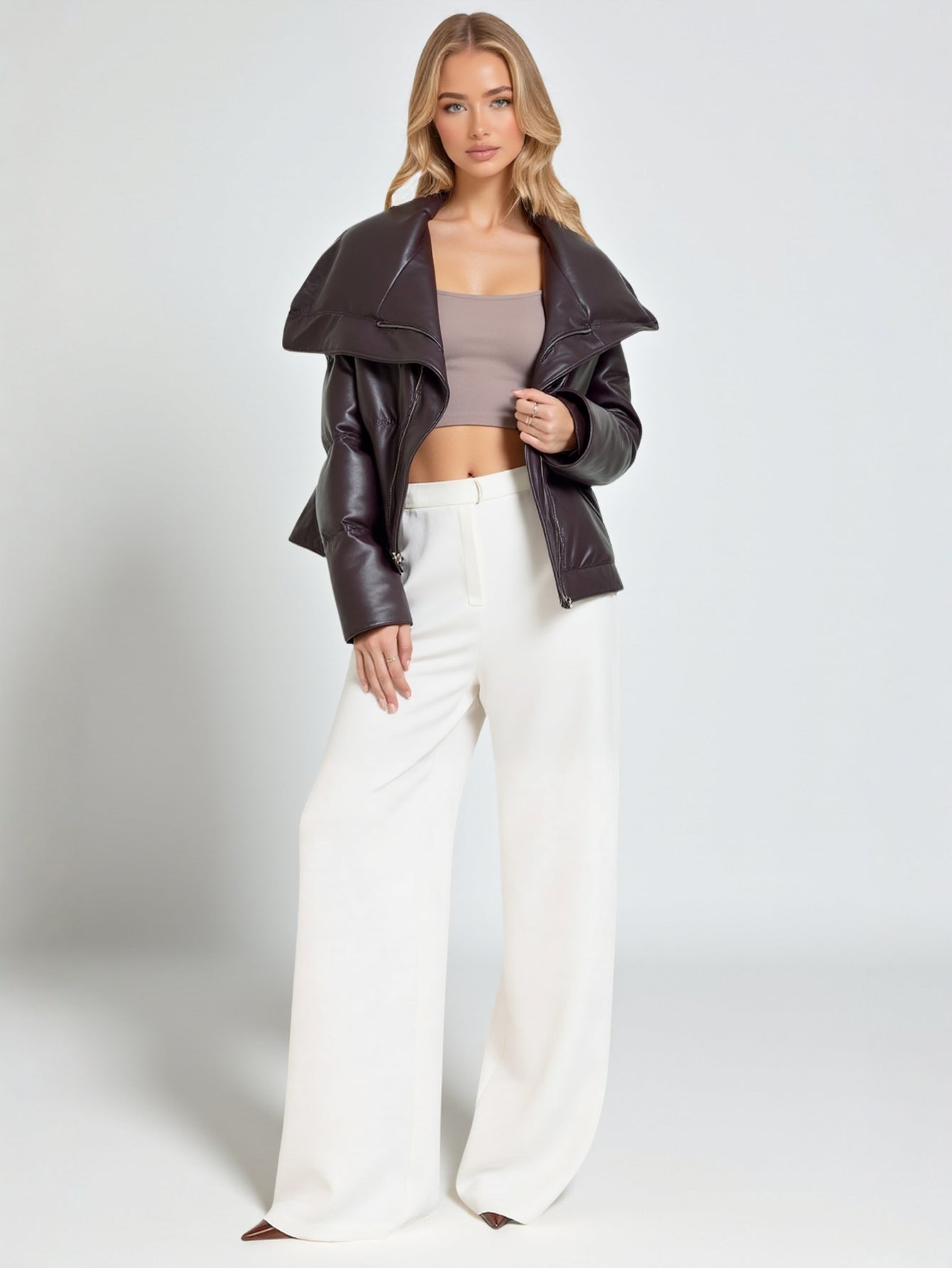 Women's Winter Fashion Large Lapel  Short Thickened Warm Bread Style for Autumn And Winter Solid Color