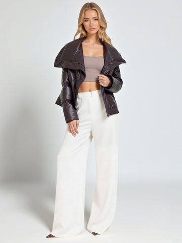 Women's Winter Fashion Large Lapel  Short Thickened Warm Bread Style for Autumn And Winter Solid Color