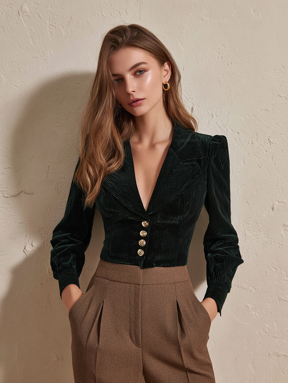 Autumn Jackets 2025 Women's Fashion Plain Long Sleeve Shawl Collar Button Front Office Lady Jackets