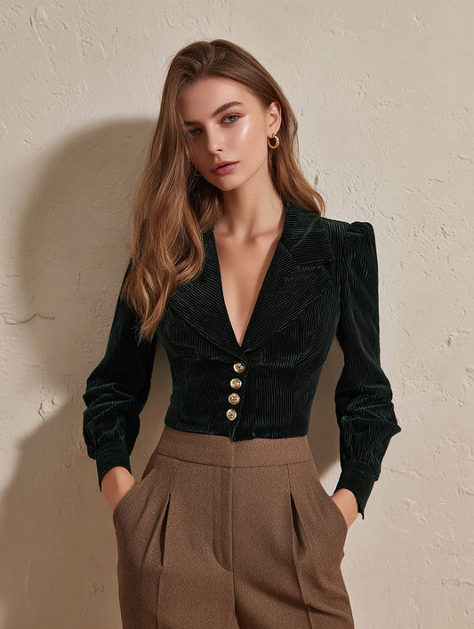 Autumn Jackets 2025 Women's Fashion Plain Long Sleeve Shawl Collar Button Front Office Lady Jackets