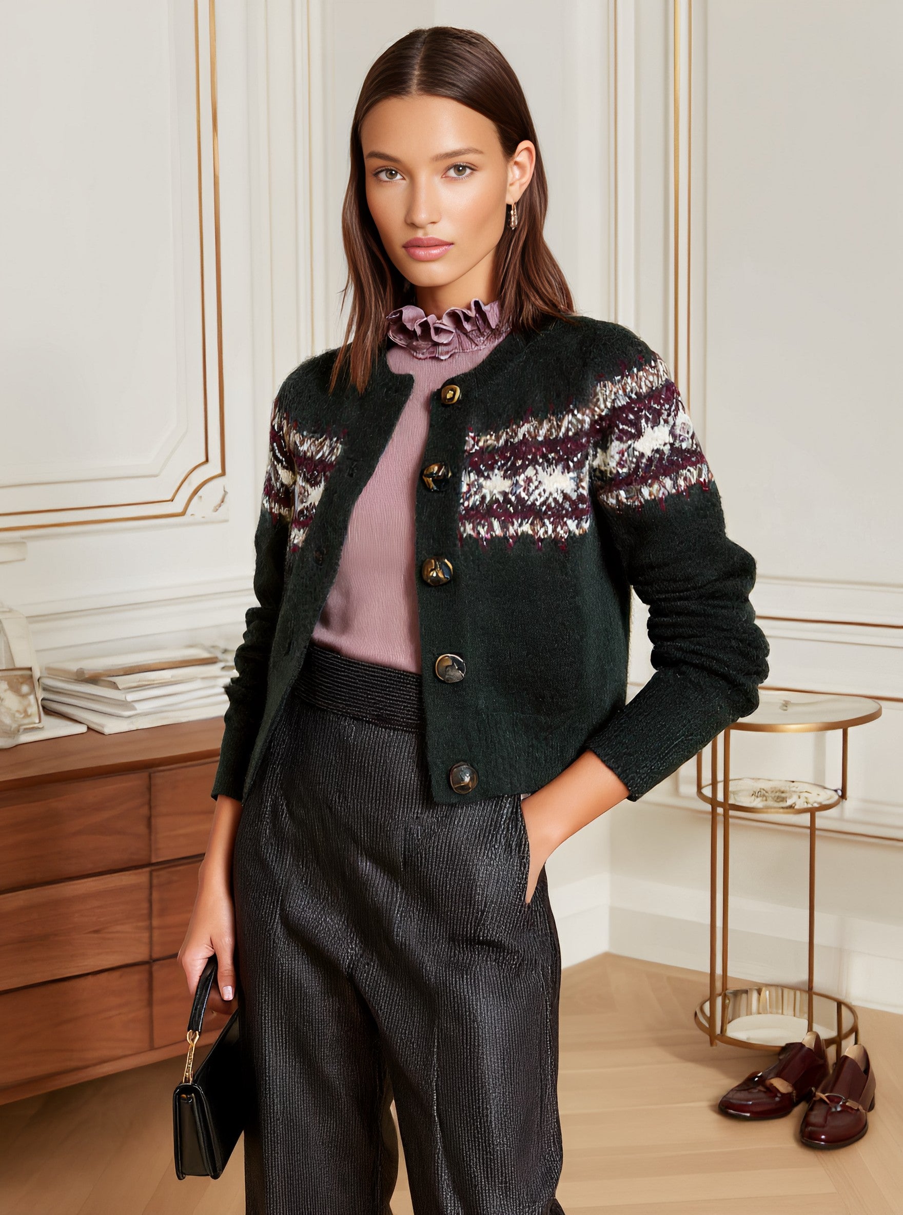 Autumn Cardigan Long Sleeve Round Neck Fit Straight Sleeve Casual Style Regular Length Women's Open Front Knitwear