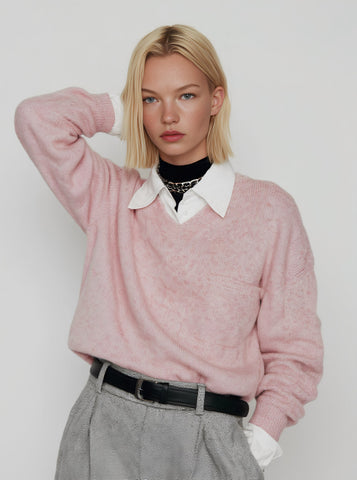 Loose Fit Winter Sweater Casual Long Sleeve Fake Two-Piece Collar Straight Tube Sleeve Regular Length Women's Top