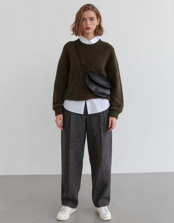 Winter Sweater Casual Fit Long Sleeve Round Neck Regular Length Straight Tube Sleeve Women's Top Fashion Clothes