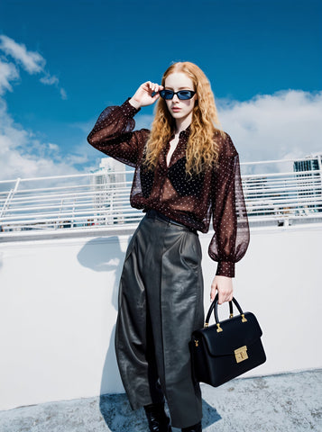 Casual Loose Round Neck Shirt Autumn Fashion Comfortable Regular Length Women's Top Style Classic Simple Polka Dot