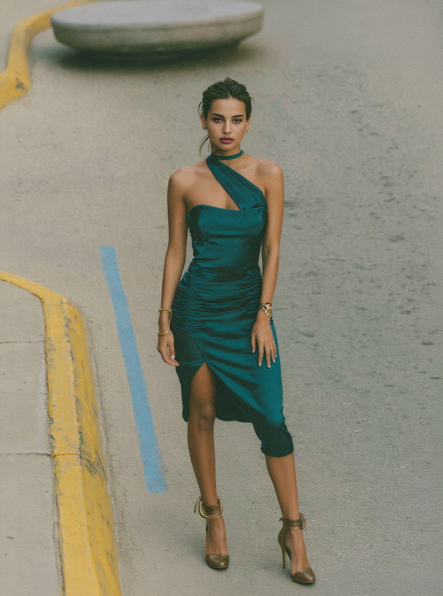 Casual Summer Dress Spring Tight Fit Midi Skirt Off Shoulder Sleeveless Length Mid-Calf Casual Style Dress