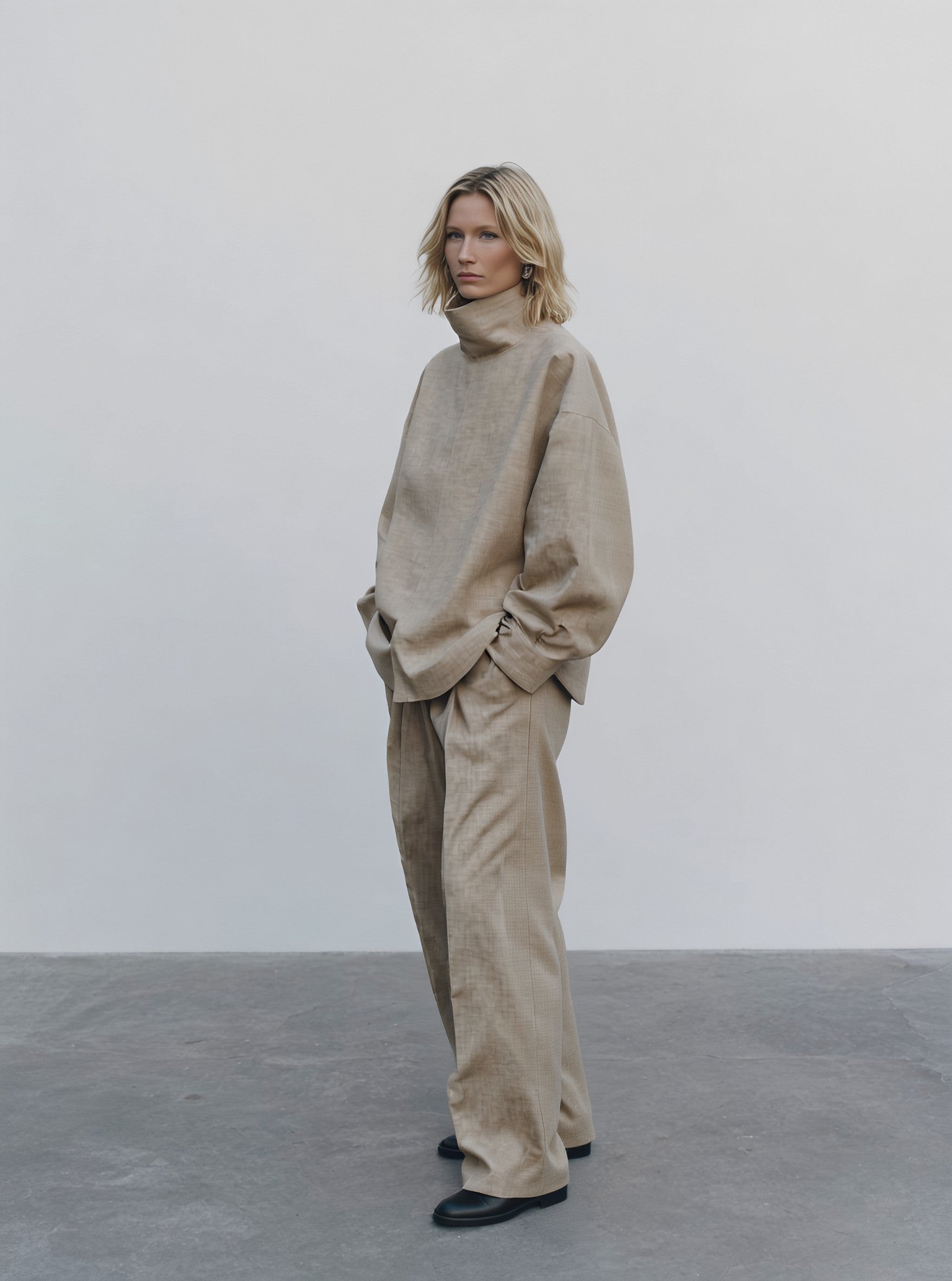 Loose Fit Casual Suit Trousers Autumn Women's Fashion Wide Leg Pants Ensemble Comfortable Workwear Casual Outfits