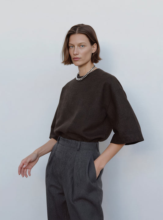 Autumn Retro Short Sleeve T-Shirt Casual Straight Sleeve Regular Length Women's Top Fashionable Comfortable Breathable Tee