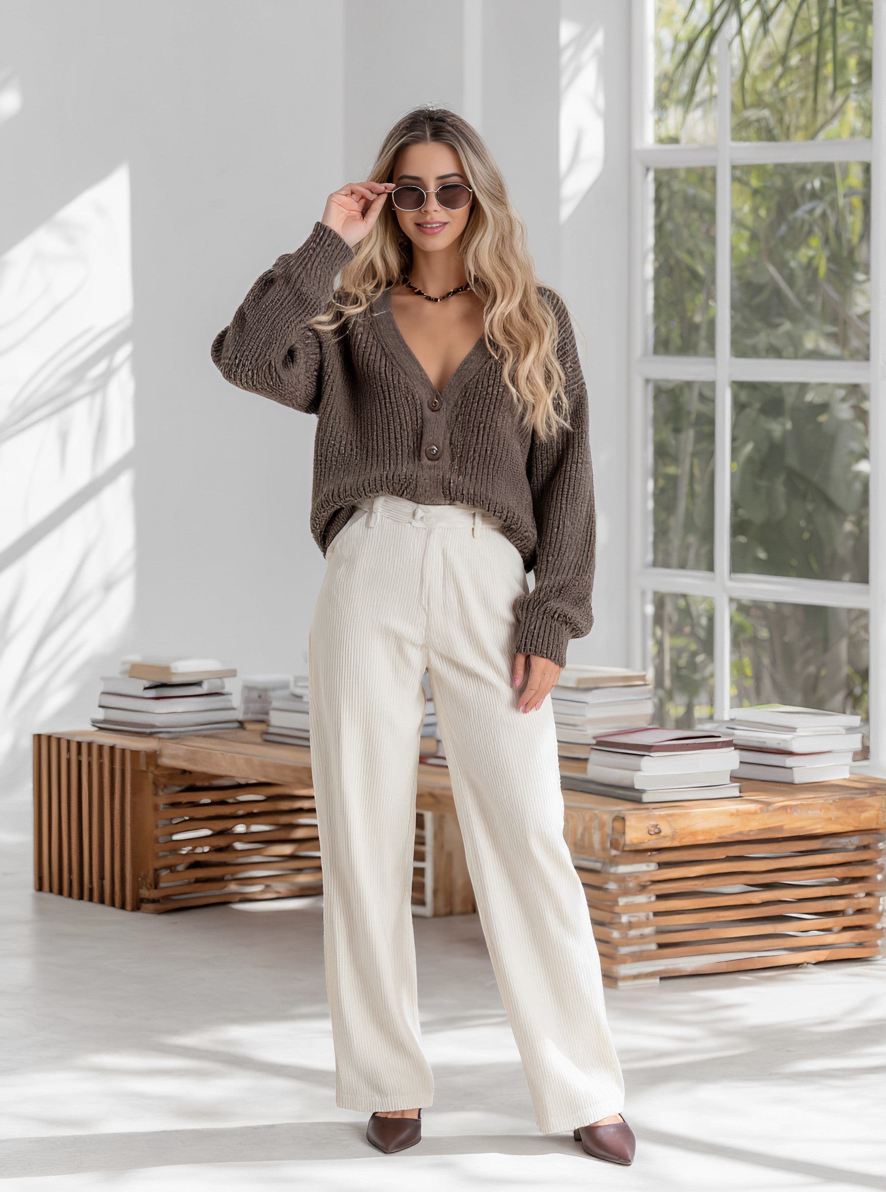 Casual Straight Leg Pants Full Length Fit Mid Waist Autumn Fashion Women's Bottom Wear Comfortable Loose Trousers