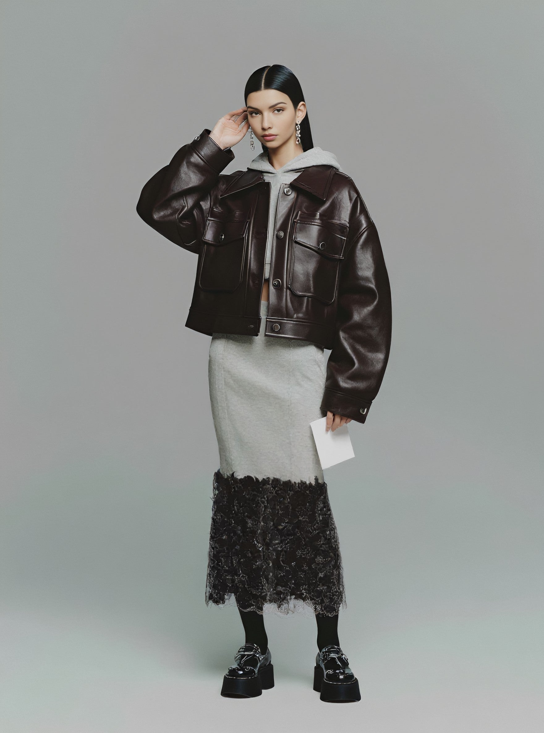 Women's Casual Leather Coat Winter Clothes Stylish Outerwear for Autumn And Winter Seasons