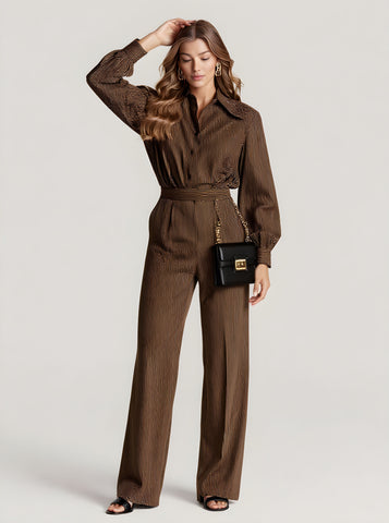 Autumn Pants 2025 Women's Fashion Plain Natural Waist Pockets Full Length Straight Daily Basic Pants