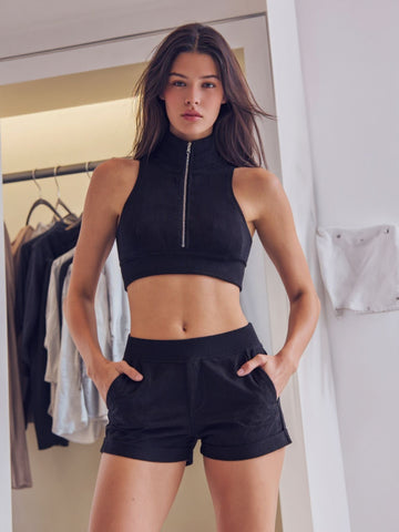 Women's Tanks Daily Basic Solid Color Sleeveless Mock Neck Zipper Slim Fit Cropped Tanks