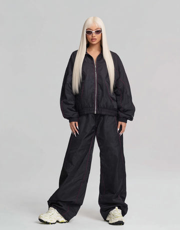 Women's Sets Autumn Winter 2025 Stylish Trendy Plain Long Sleeve Stand Collar Full Length Pants Casual Sets