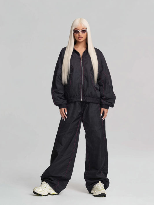 Women's Sets Autumn Winter 2025 Stylish Trendy Plain Long Sleeve Stand Collar Full Length Pants Casual Sets