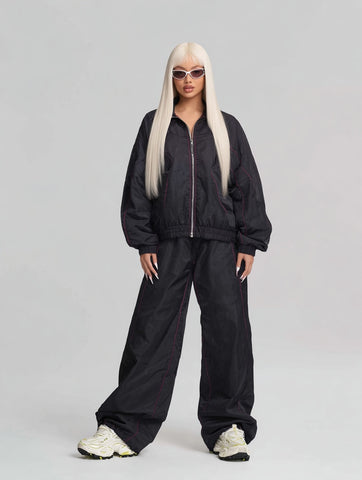 Women's Sets Autumn Winter 2025 Stylish Trendy Plain Long Sleeve Stand Collar Full Length Pants Casual Sets