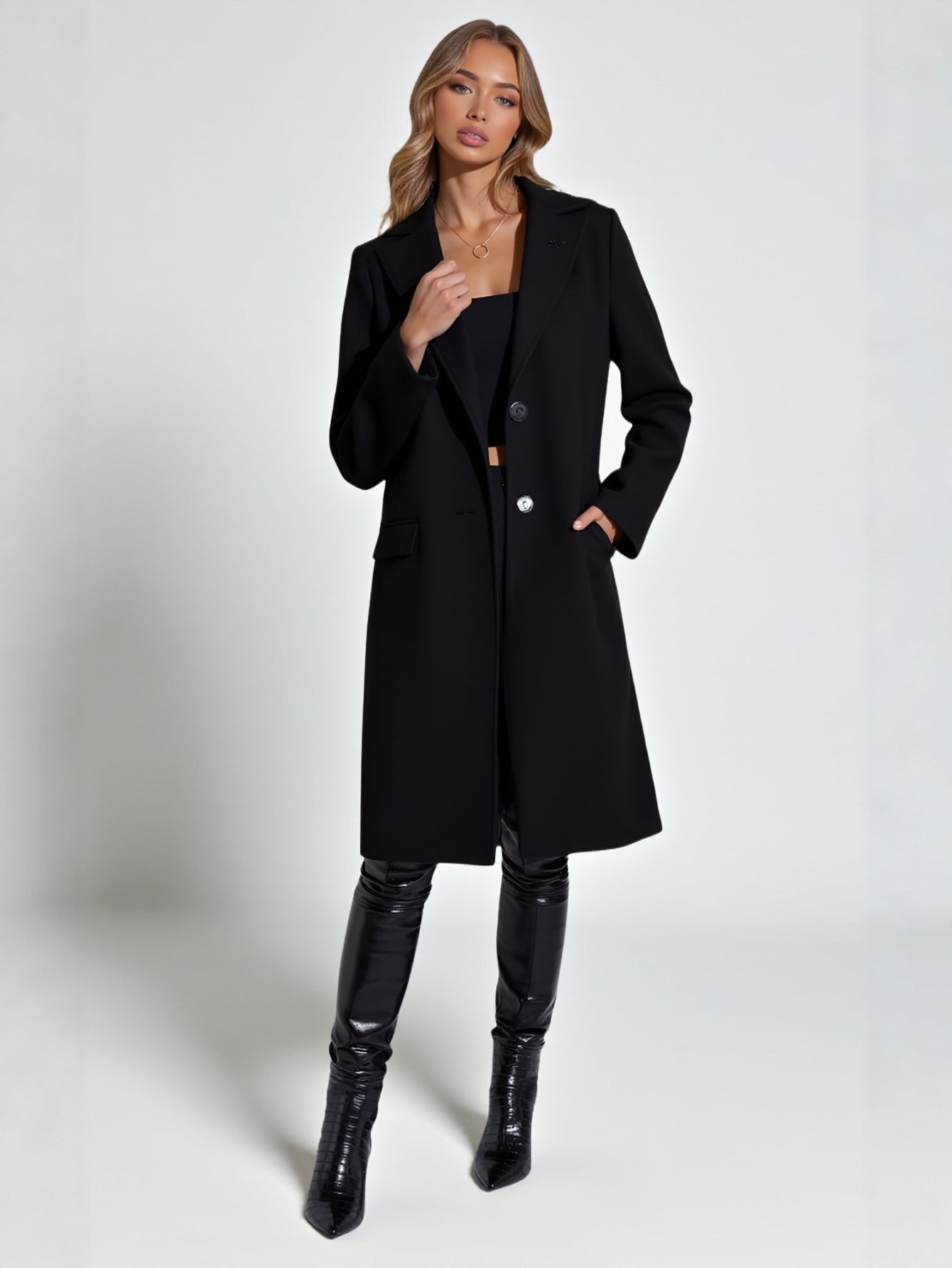 Women's Coats Winter Fashion Comfortable Decent 2025 Plain Mid-length Minimalism Lapel Long Sleeve Street Daily Coats