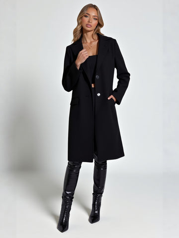 Women's Coats Winter Fashion Comfortable Decent 2025 Plain Mid-length Minimalism Lapel Long Sleeve Street Daily Coats