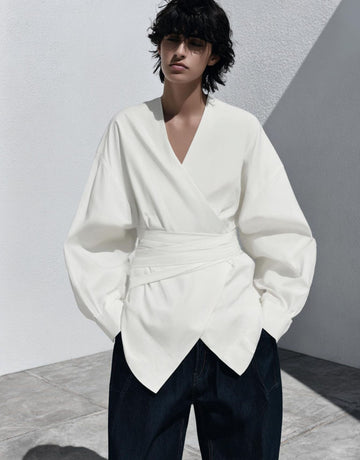 Autumn Shirts 2025 Women's Simple Plain Long Sleeve V-Neck Loose Fit Office Lady Shirts