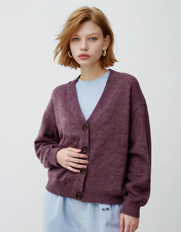 Winter Cardigan Loose Fit Long Sleeve V-Neck Casual Style Regular Length Straight Tube Sleeve Women's Open-Shirt