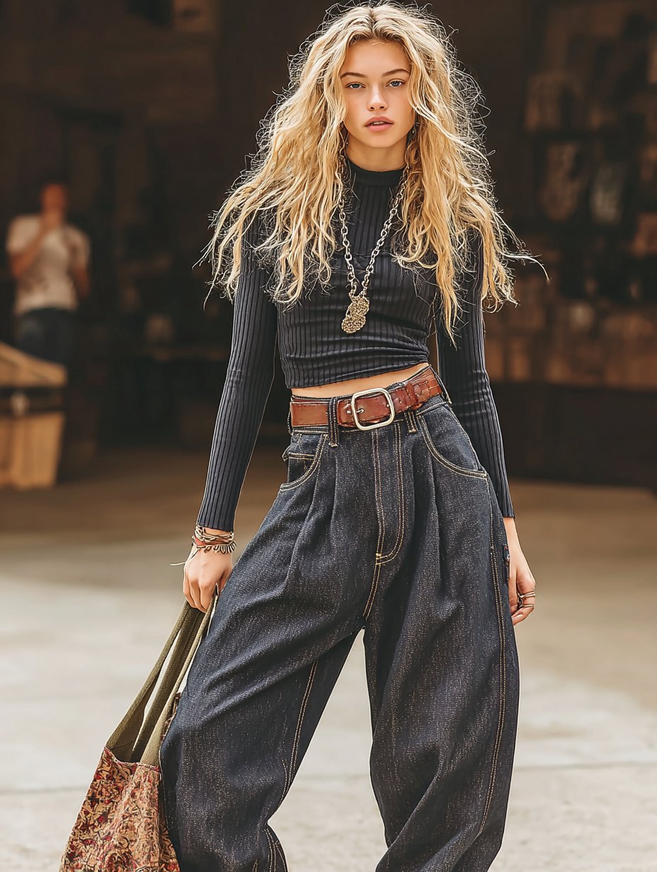 Casual Loose Long Straight Leg Jeans Mid Waist Trousers For Women Spring Dress Autumn Fashion Comfortable Classic 