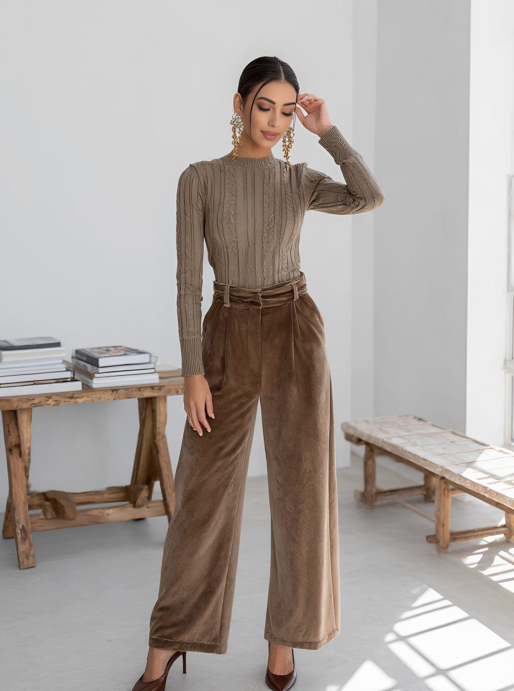 Casual Straight Leg Pants Full Length Fit Mid Waist Autumn Fashion Women's Bottom Wear Comfortable Loose Trousers