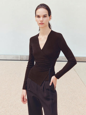 Autumn T-Shirts 2025 Women's Comfortable Plain Long Sleeve V-Neck Skinny Fit Daily Basic T-Shirts