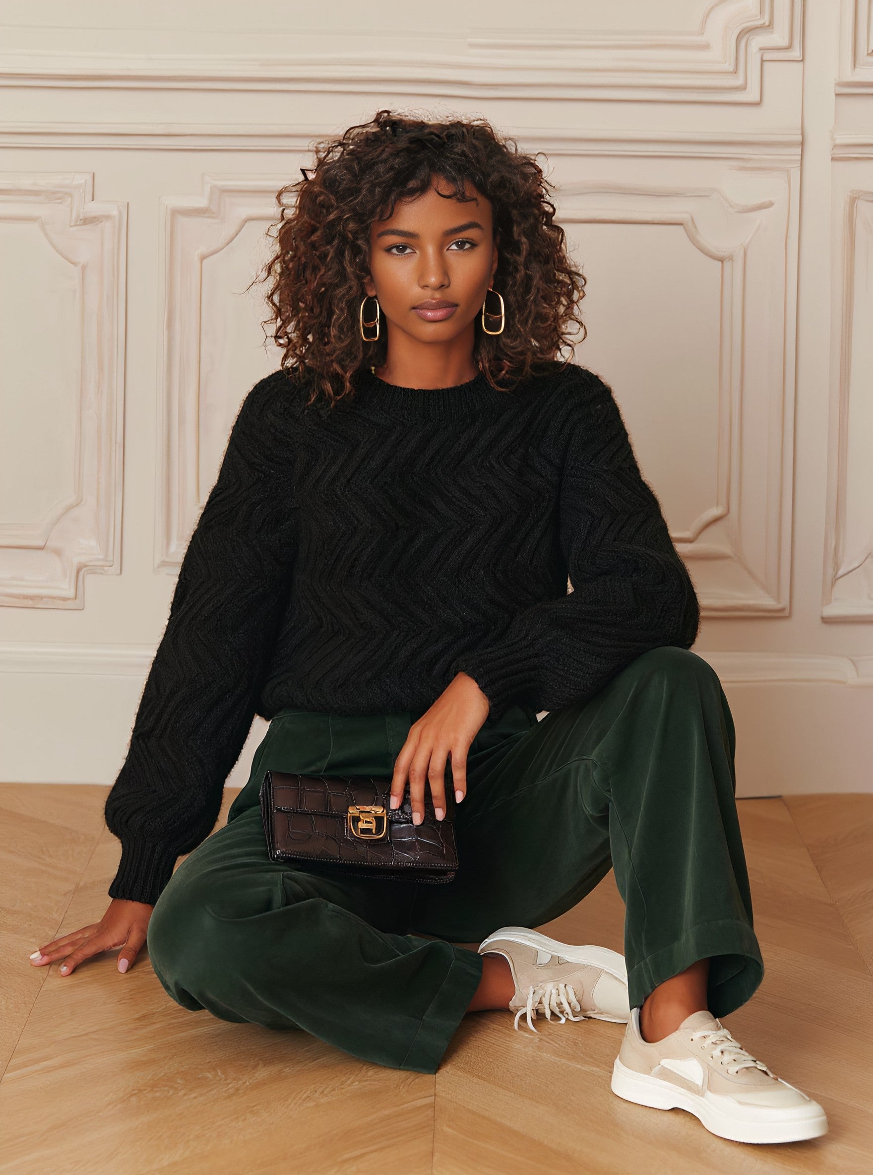 Autumn Casual Fit Long Sleeve Round Neck Sweater Straight Sleeve Regular Length Women's Top Comfortable Soft Knitwear