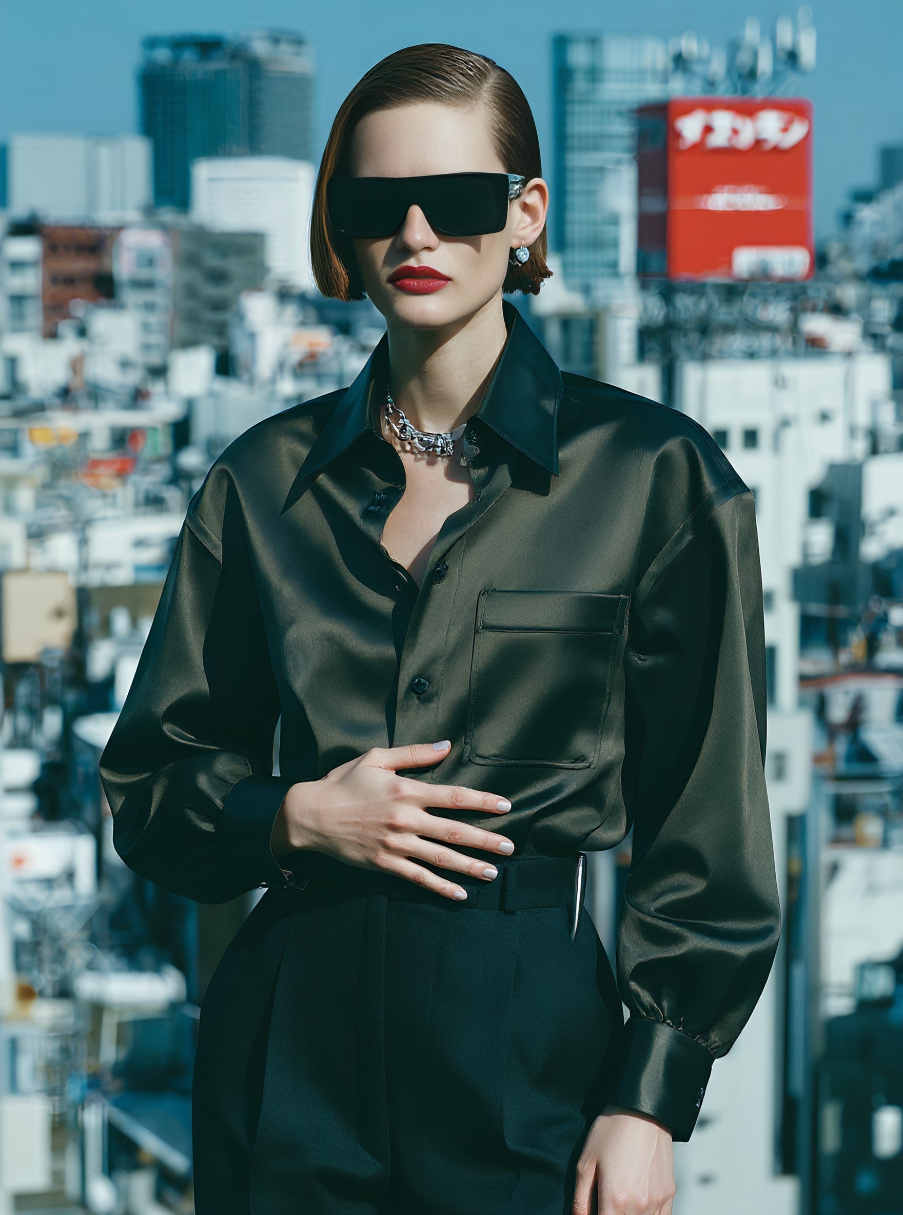 Autumn Casual Fit Shirt Collar Stand Neckline Regular Length Top Women's Fashion Comfortable Style Clothing