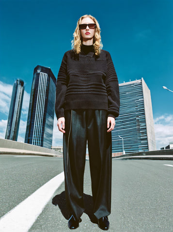 Loose Fit Long Sleeve Sweater Casual Style Half High Collar Straight Sleeve Autumn Top Women's Fashion Comfortable Knitwear