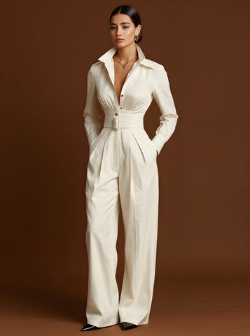 Autumn Pants 2025 Women's Fashion Plain Rufled Waist Pockets Full Length Straight Daily Basic Pants