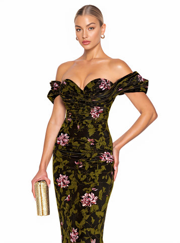 Autumn Winter Tight Fit Heart Collar Party Dress Mid-Length Skirt Style Off Shoulder Women's Clothing Fashion Dress