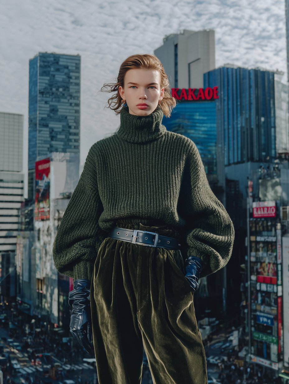 Autumn Sweater Casual Fit Long Sleeve High Collar Lantern Sleeve Regular Length Top Women's Fashion Comfortable Knitwear